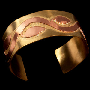 Cuff copper on brass floral design