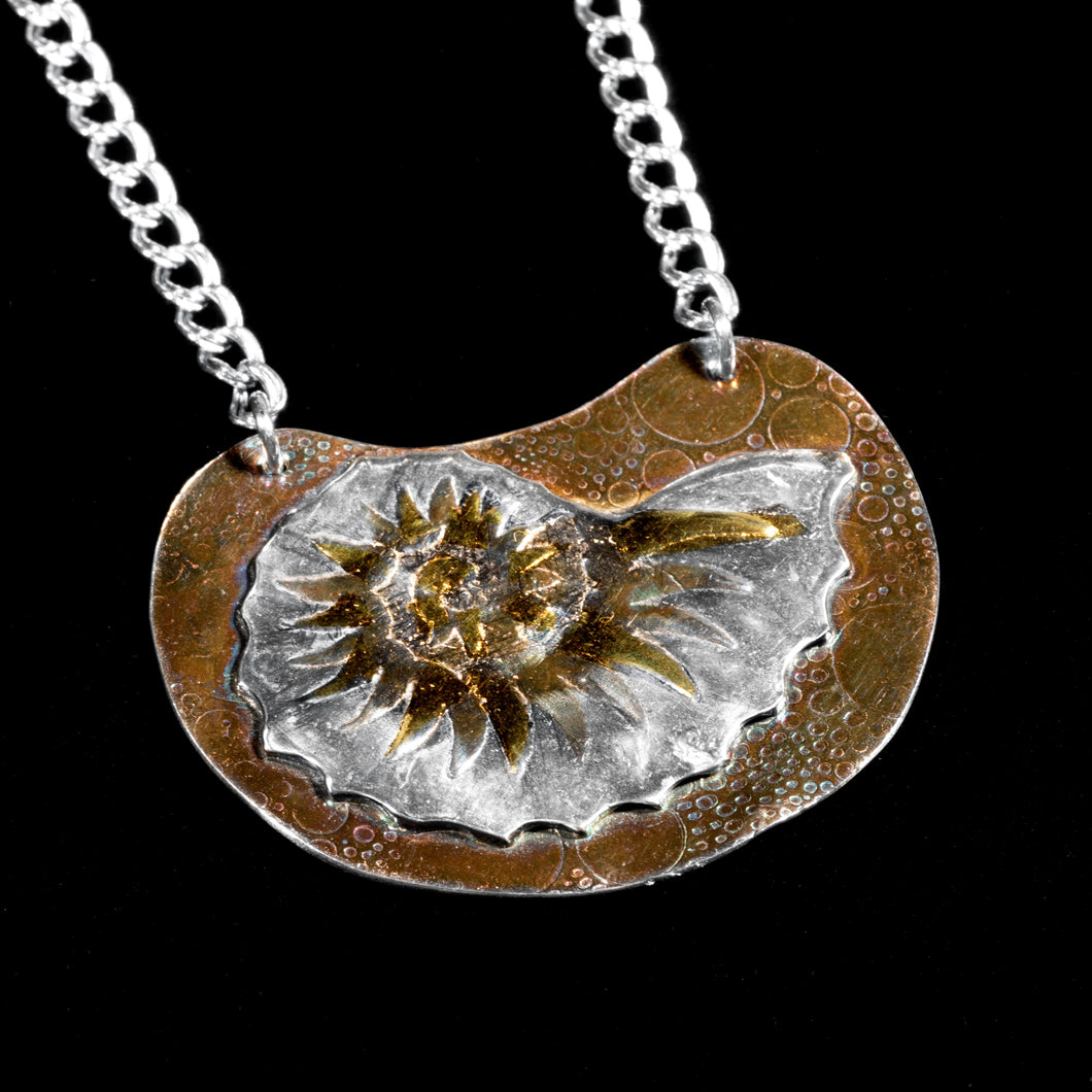 Nautilus pendant pure silver/ 24K Gold foil