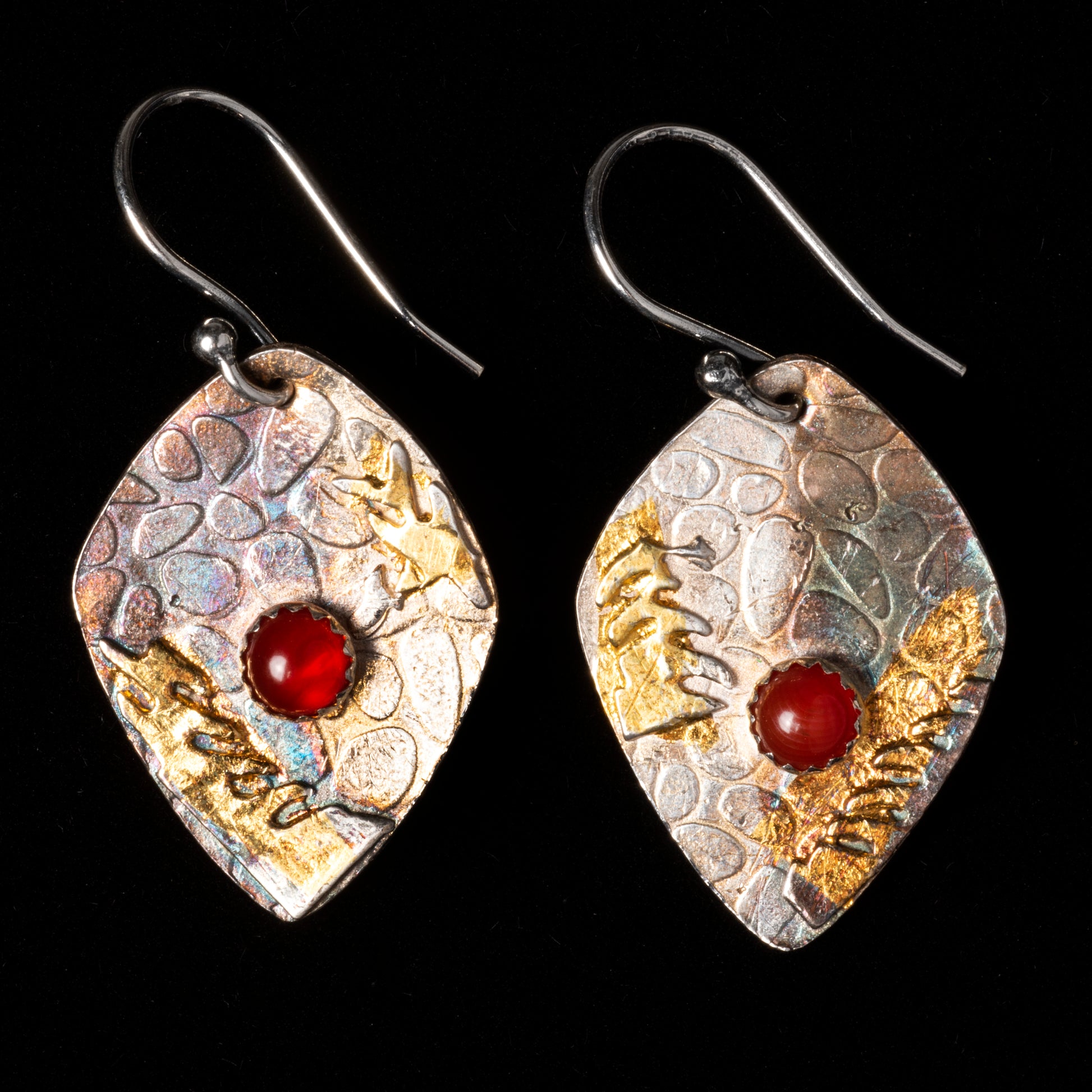 Pure Silver Earrings With Carnelian Stone - HIMANI SILVER JEWELRY