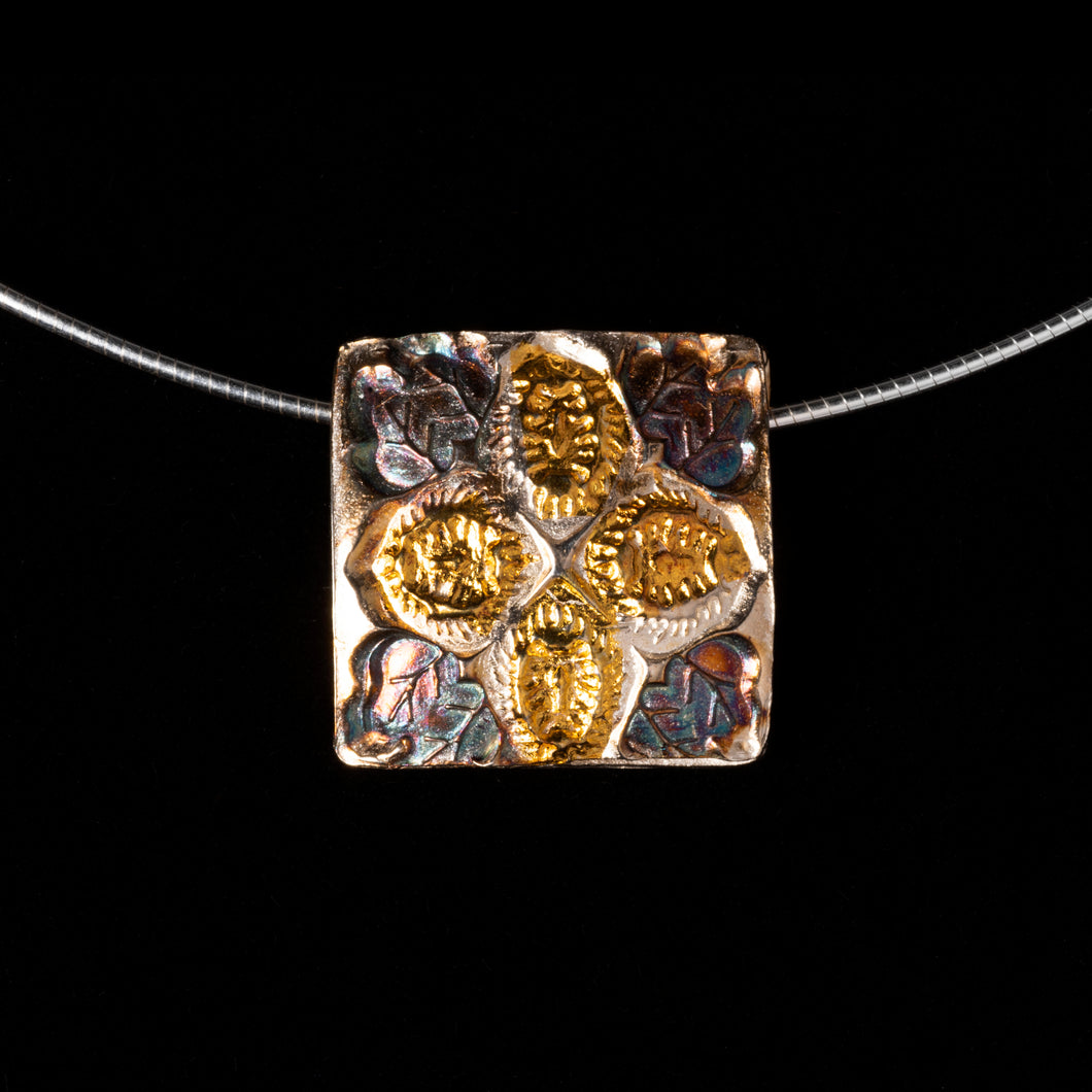 Pendant  Two Sided Floral Motif Opposite Side Celtic Pattern