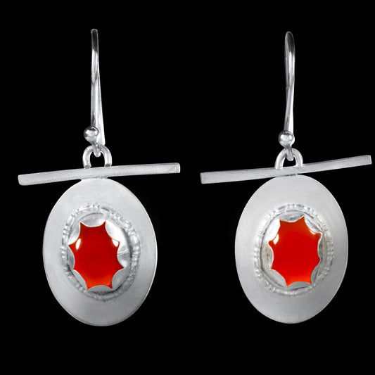 Sterling silver earrings with Carnelian stone