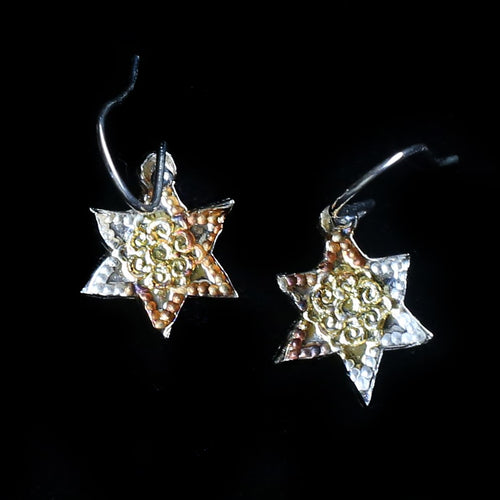 Silver and Gold Star Earrings