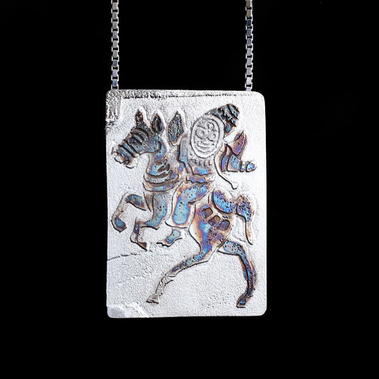 Etched Horse with Rider - HIMANI SILVER JEWELRY