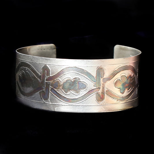 Etched Sterling Cuff Unisex Pattern - HIMANI SILVER JEWELRY