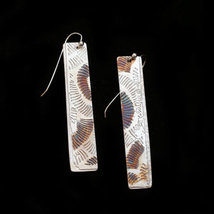 Etched Silver Fan Pattern Earrings