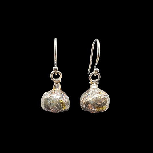 Acorn Cap Earrings Silver Gold - HIMANI SILVER JEWELRY