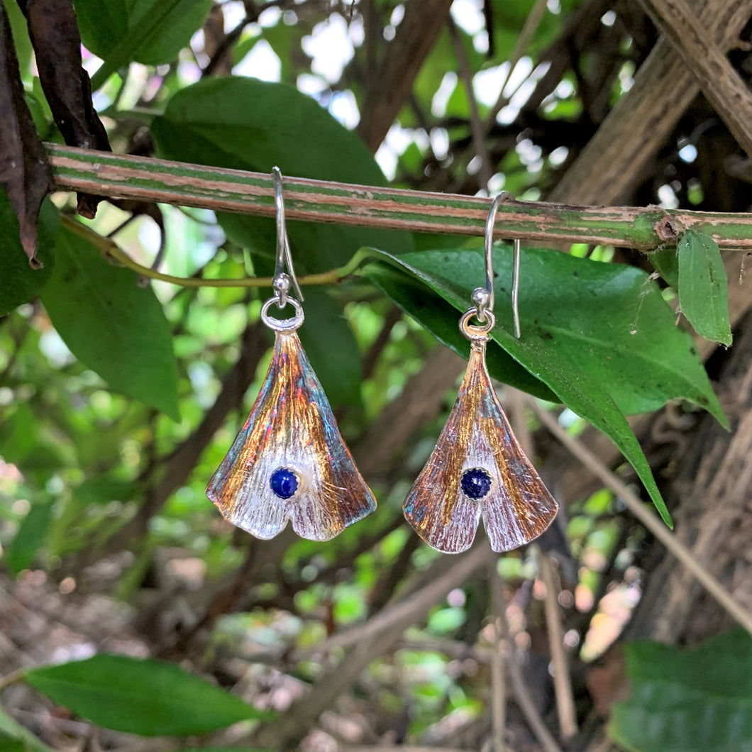 Ginkgo Leaf Earrings With Blue Lapis
