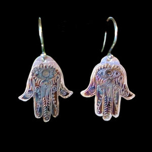 Sterling Silver Hamza Earrings Etched