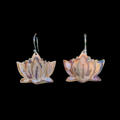 Etched Sterling Silver Lotus Earrings