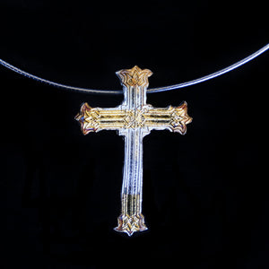 Pure Silver Cross Pendant with 24K Gold Foil