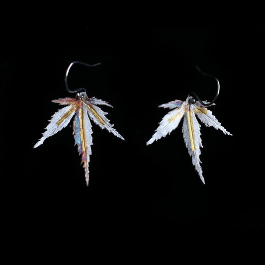 Japanese Maple Leaf Earrings Silver Gold - HIMANI SILVER JEWELRY