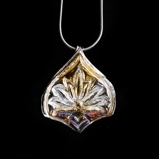 Lotus Pendant From Block Print - HIMANI SILVER JEWELRY