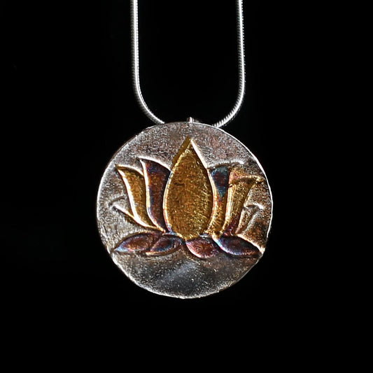 Lotus Pendant hand drawn - HIMANI SILVER JEWELRY