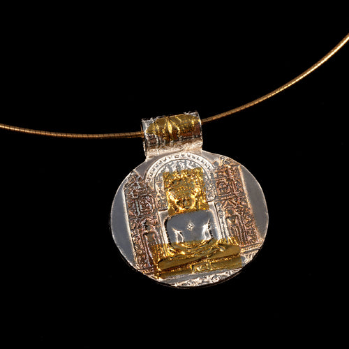 Buddha pendant pure silver/ 24K Gold foil