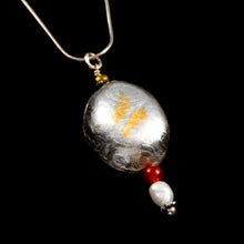 Load image into Gallery viewer, Pillow Bead Pendant With Carnelian And Pearl 2 Sided