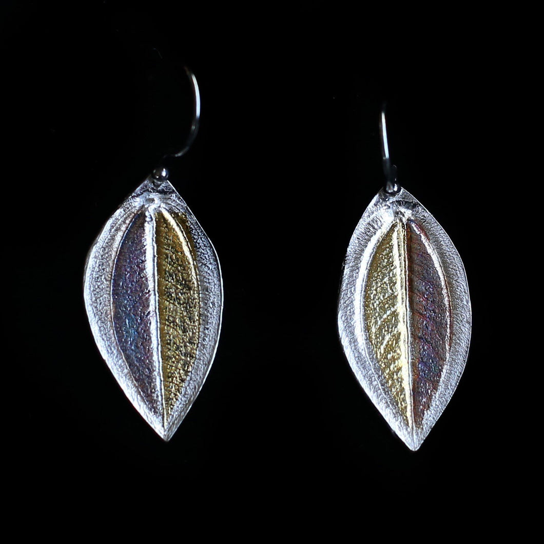 Princess Flower Leaf Earrings Silver and Gold
