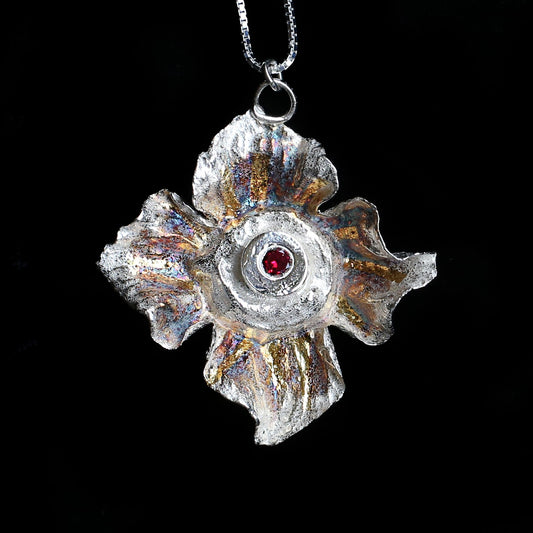 Persimmon Calyx with Red Lab Ruby - HIMANI SILVER JEWELRY