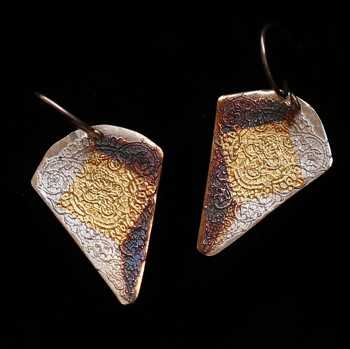 Shield Earrings Silver and Gold - HIMANI SILVER JEWELRY