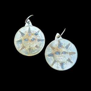 Etched Sterling Silver Sun Earrings