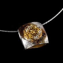 Load image into Gallery viewer, Double sided pendant pure silver/ 24K Gold foil
