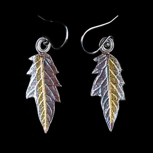 Tomato Leaf Earrings Silver Gold - HIMANI SILVER JEWELRY