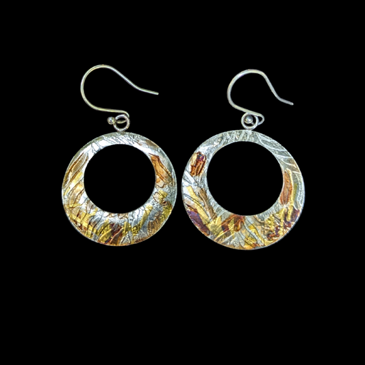 Autumn Leaf Gold and Silver Hoop Earrings - HIMANI SILVER JEWELRY