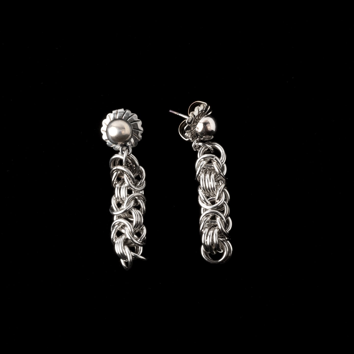 Sterling Silver Byzantine Chain Earrings - HIMANI SILVER JEWELRY