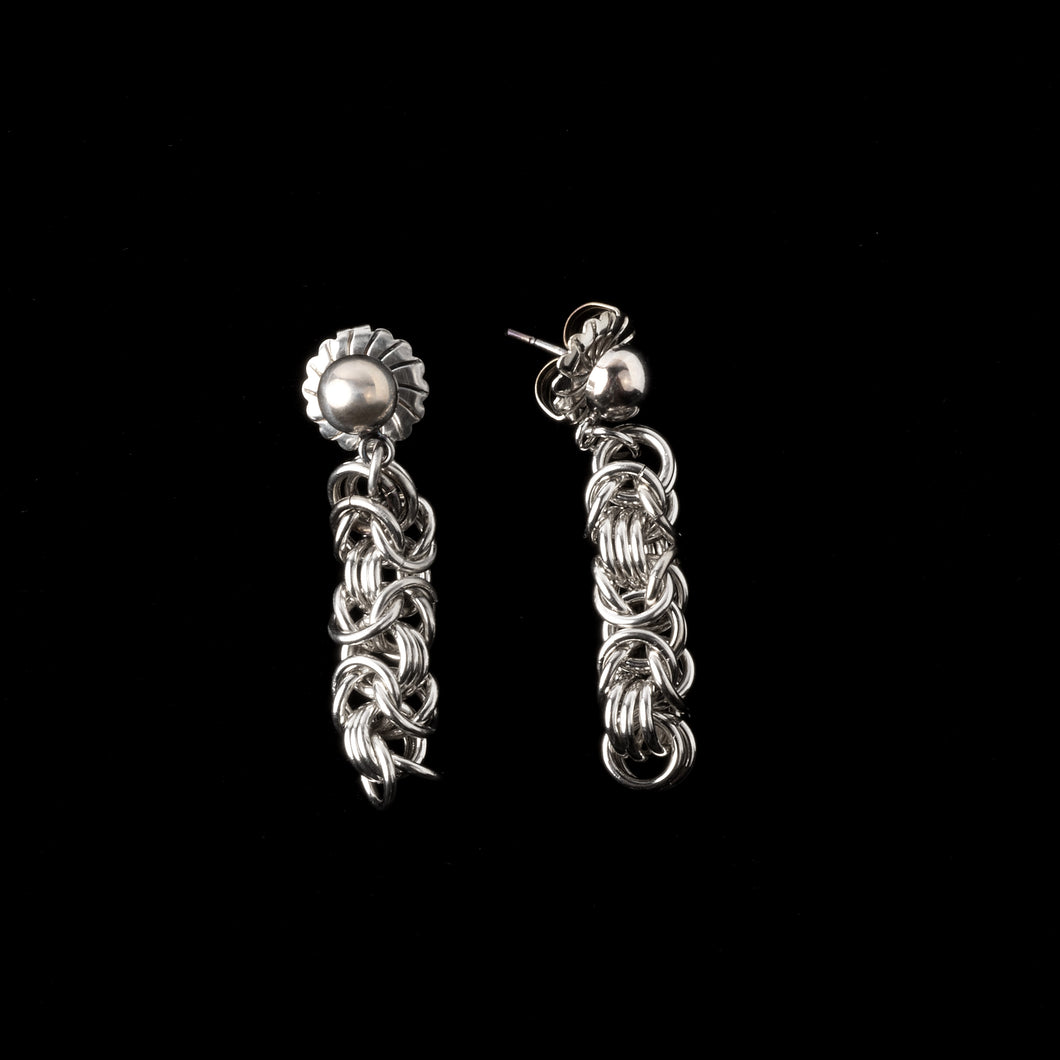 Sterling Silver Byzantine Chain Earrings