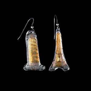 Silver and Gold Tower Earrings