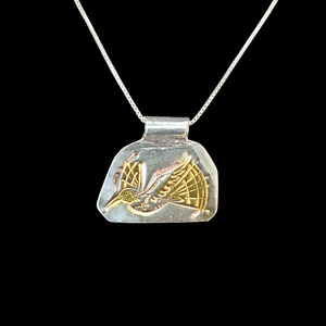 Hummingbird Pendant Pure Silver And Gold