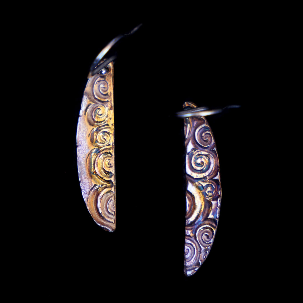Crescent Earrings with Circle Pattern