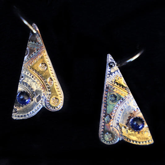 Earrings Indian style With Lab Sapphires - HIMANI SILVER JEWELRY