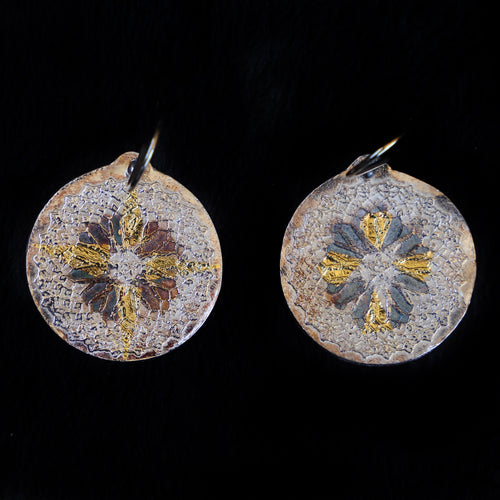 Filigree Flower In Gold And Silver Earrings