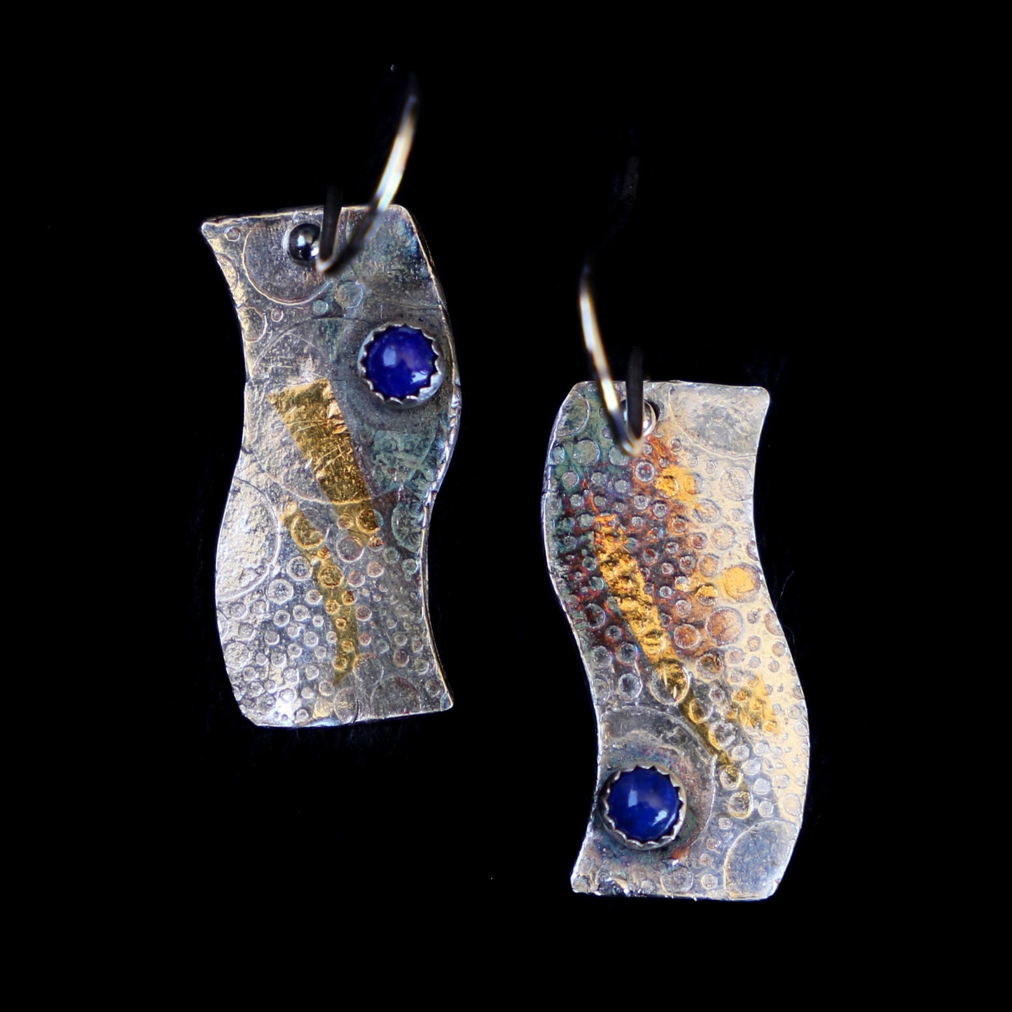 Silver, Gold And Lapis Earrings - HIMANI SILVER JEWELRY