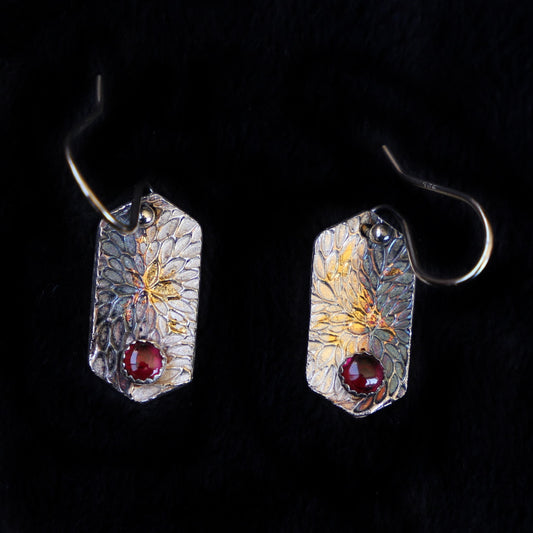 Ruby Chrysanthemum Earrings - HIMANI SILVER JEWELRY