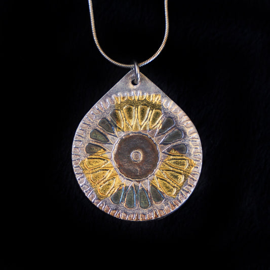 Pendant Sunflower Silver And Gold - HIMANI SILVER JEWELRY