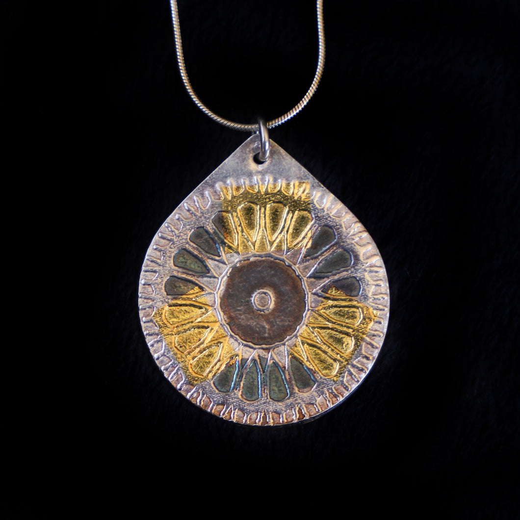Pendant Sunflower Silver And Gold