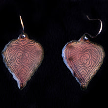 Load image into Gallery viewer, Etched Heart Earrings Two Sided Copper