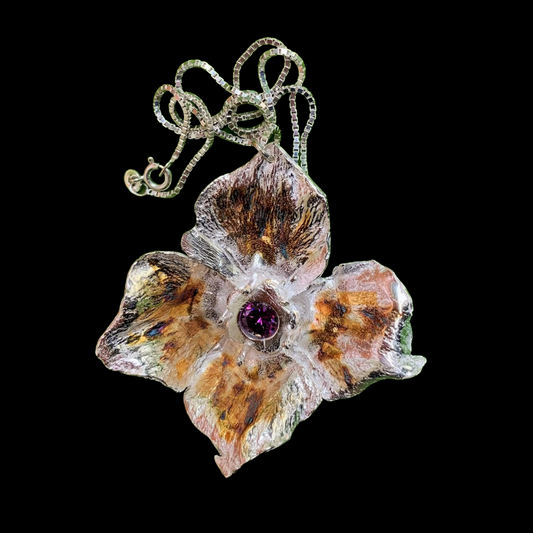 Persimmon Calyx Pendant with Amethyst - HIMANI SILVER JEWELRY