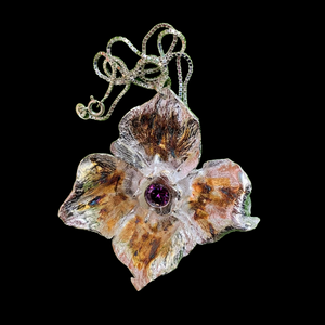 Persimmon Calyx Pendant with Amethyst