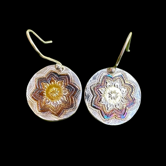 Pure Silver and Gold Flower Earrings - HIMANI SILVER JEWELRY