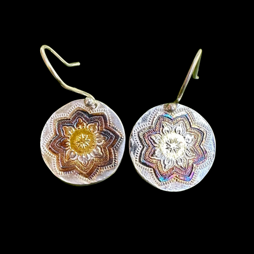 Pure Silver and Gold Flower Earrings