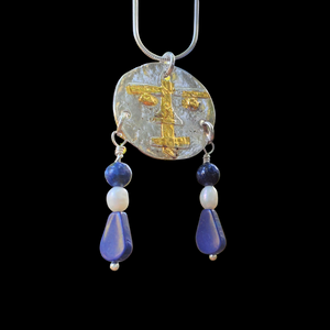 Pendant Of Woman with Lapis Earrings